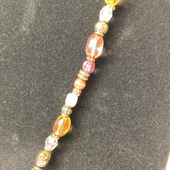 19" Colorful Beaded Necklace with Large Orange Drop Accent - Picture 4 of 13